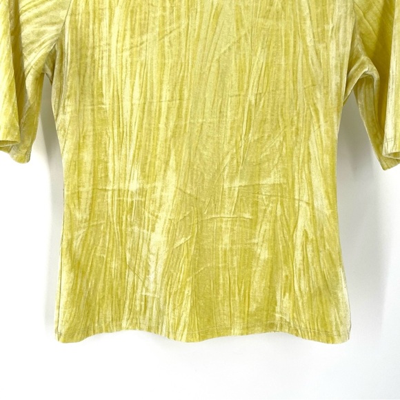 ANTHROPOLOGIE Pilcro Velveteen Mock Neck Chartreuse Blouse Top - Picture 6 of 8